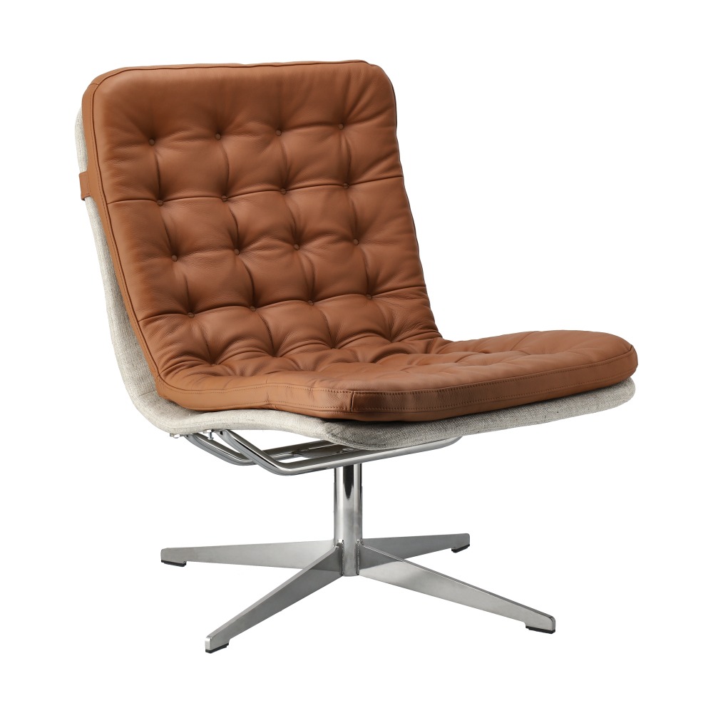 Loholm fåtölj med snurrfunktion, Konjaksfärgat läder-Bern Beige 0341