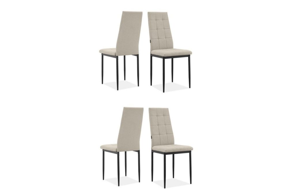 Matstol Becca set om 4 Tyg/Metall, Kräm