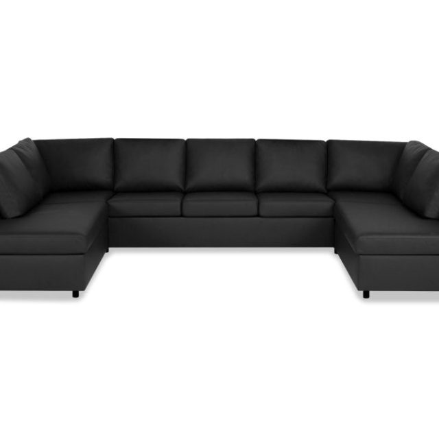 Crazy 5-sits U-formad Soffa med dubbelschäslong i Konstläder