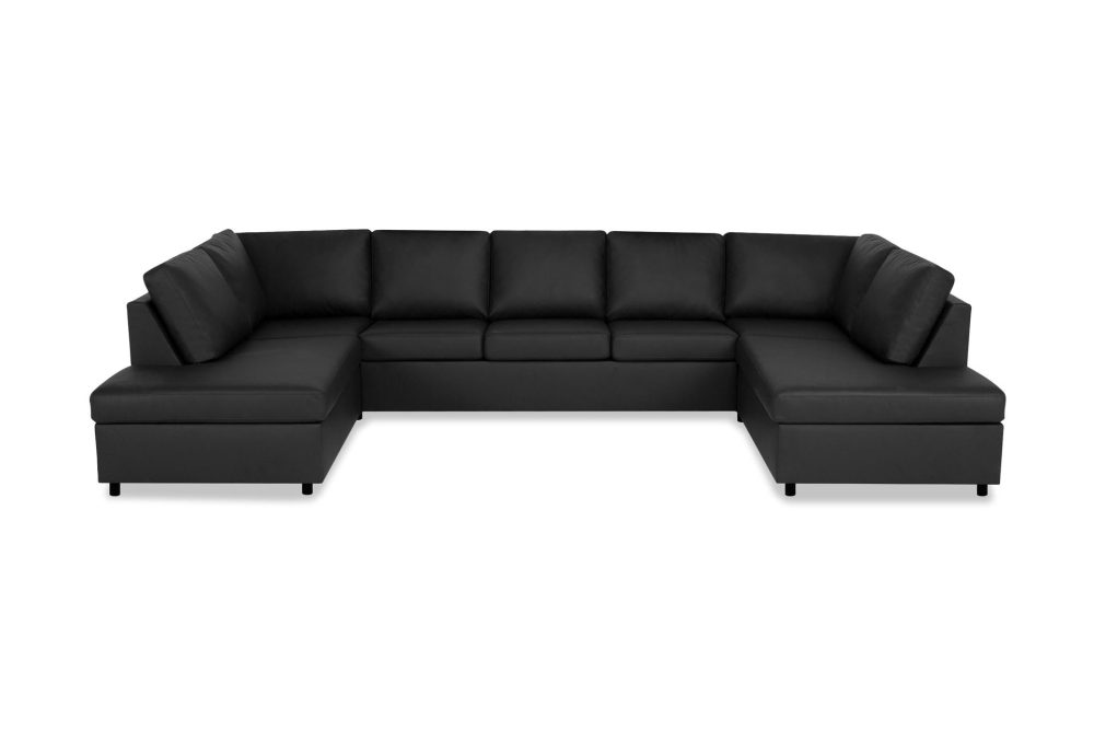 Crazy 5-sits U-formad Soffa med dubbelschäslong i Konstläder