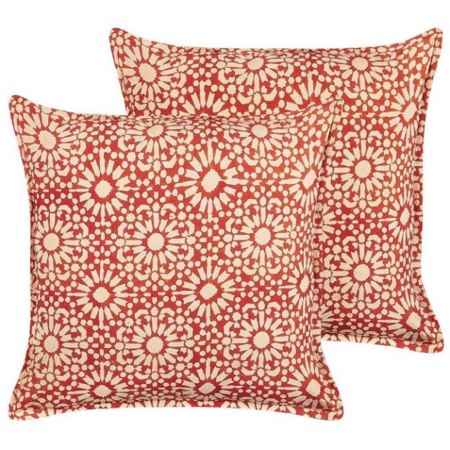 Prydnadskuddar Ceiba set om 2 Röd/beige