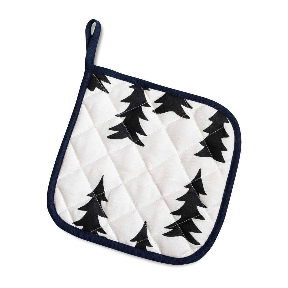 Gran quiltad grytlapp 21x21 cm, Vit-svart