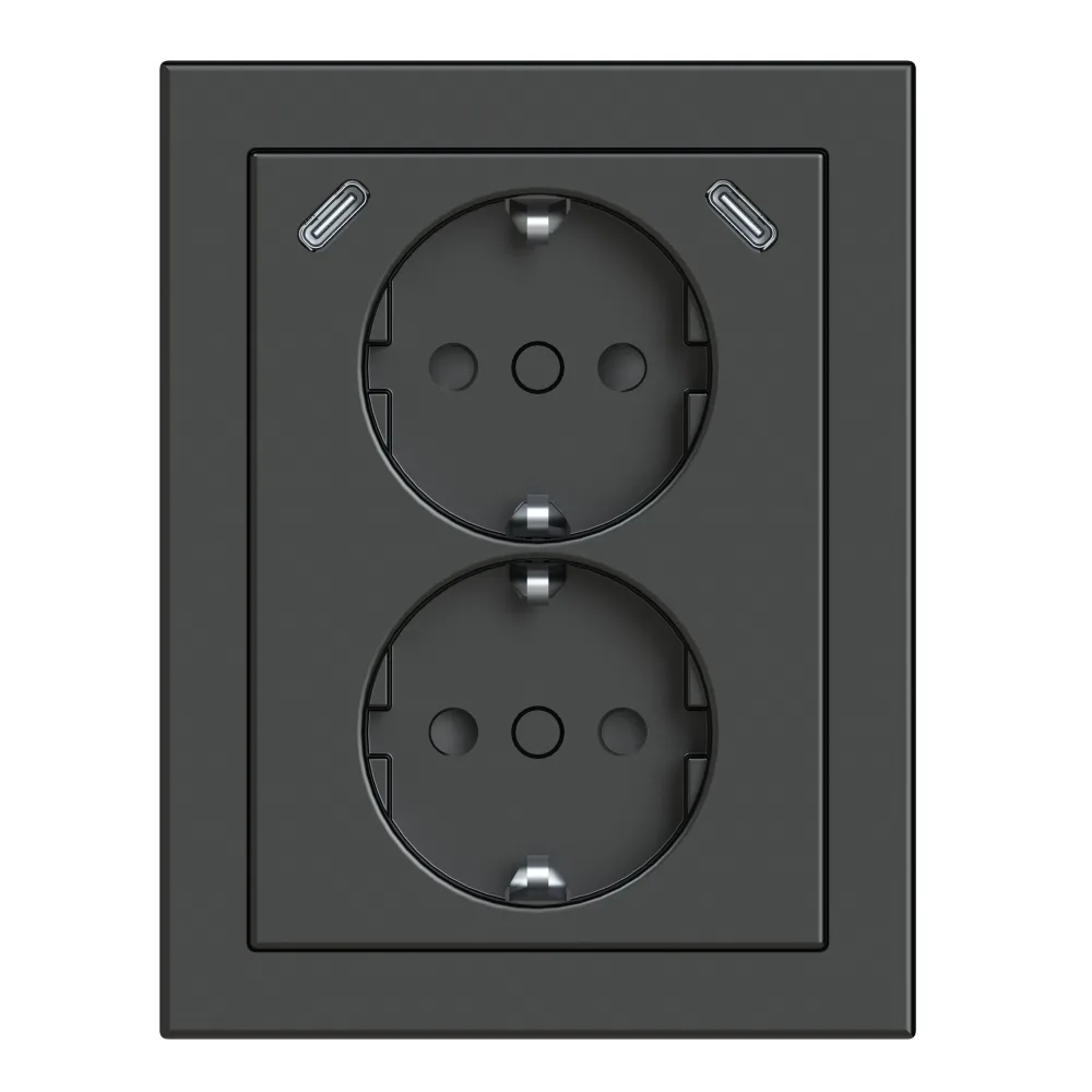 ABB Impressivo 402EE2USBC-81 Vägguttag hörn, 2-vägs, 2 x USB-C Antracit - Bild 2