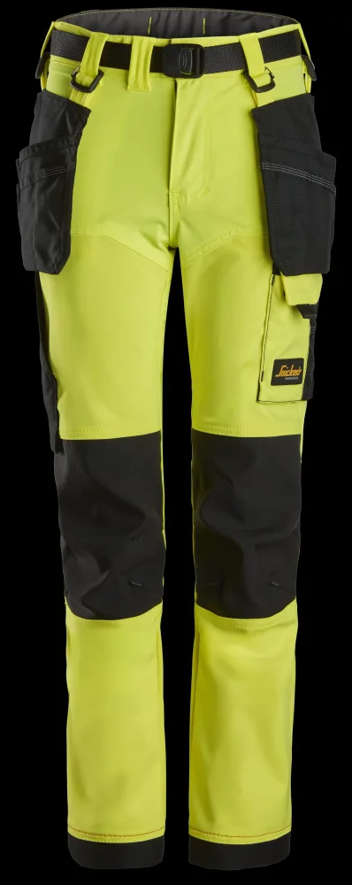 Snickers Workwear 7575-6704 AllroundWork Arbetsbyxa för barn, neongul/svart 128