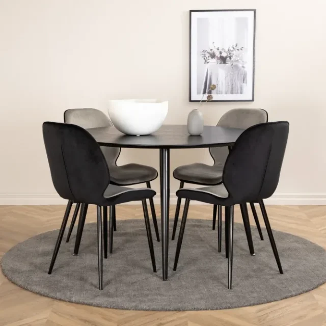 Dipp Matgrupp 115 cm Rund med 4 Emma stolar