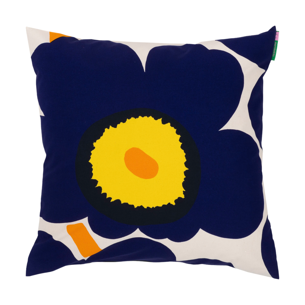 Unikko 60-årsjubileum kuddfodral 50x50 cm, Cotton-d. blue-yellow-orange