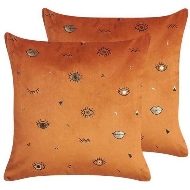 Prydnadskuddar Aeonium set om 2 Orange/svart