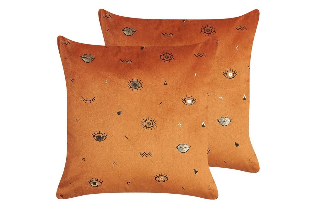 Prydnadskuddar Aeonium set om 2 Orange/svart