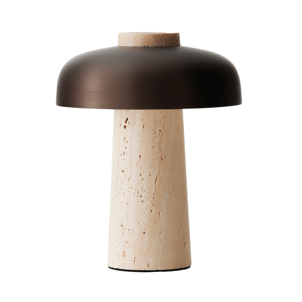 Reverse portabel bordslampa 24,5 cm, Travertine-bronzed aluminium