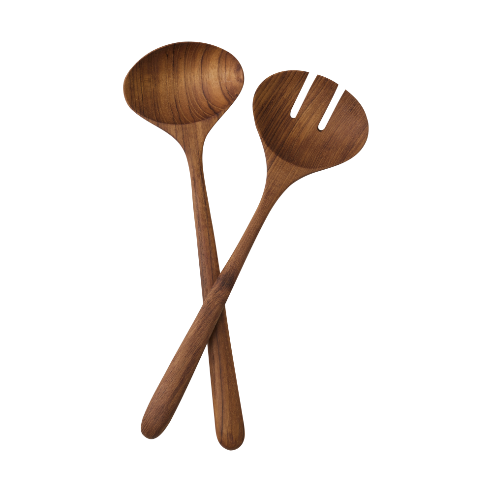 Teak salladsbestick 2 delar, Brun