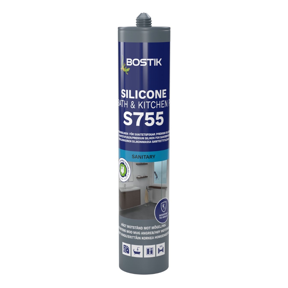 Silikonfogmassa S755 Silicone Bath & Kitchen P 0,3 Liter Transparent Bostik