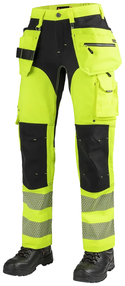 L.Brador 1072PB-W Arbetsbyxa hi-vis gul/svart, dam, klass 2 C44