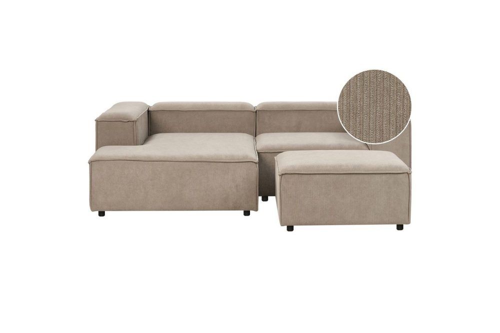 Hörnsoffa (H) med fotpall Ardal Taupe/svart