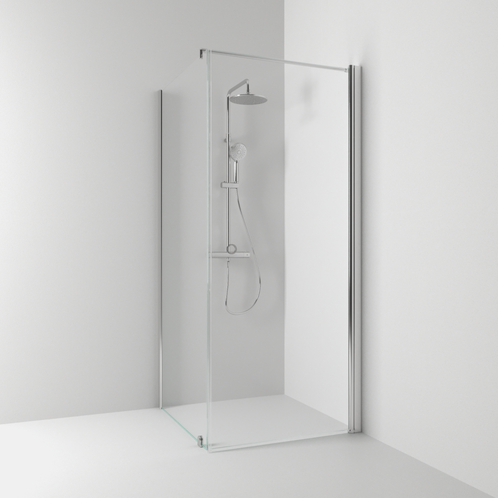 HÖRNDUSCH SVEDBERGS RAK/FAST SKHG BL/KL100X70, BLANK KLAR INTHT 100X198X70CM