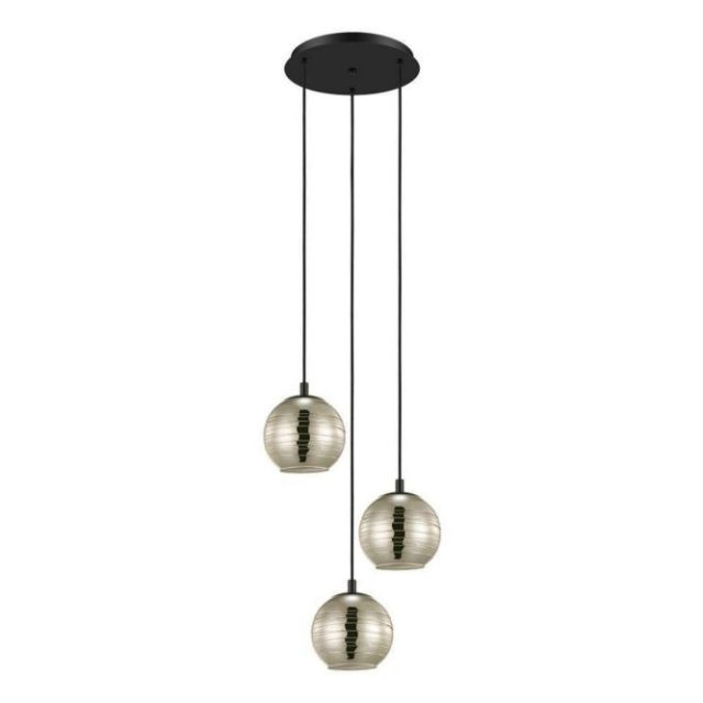 Takpendel Eglo Lemorieta Svart/Guld Rondell med 3 Lampor