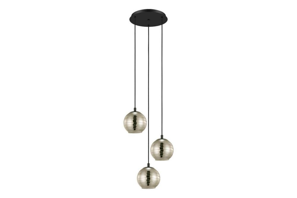 Takpendel Eglo Lemorieta Svart/Guld Rondell med 3 Lampor