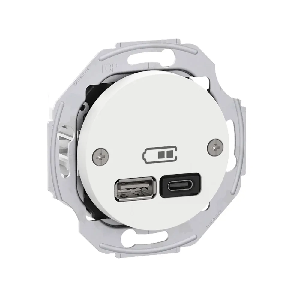 Schneider Electric WDE011765 Laddstation 2 utgångar, 45W, Typ A+C, infälld, IP21 Svart - Bild 2