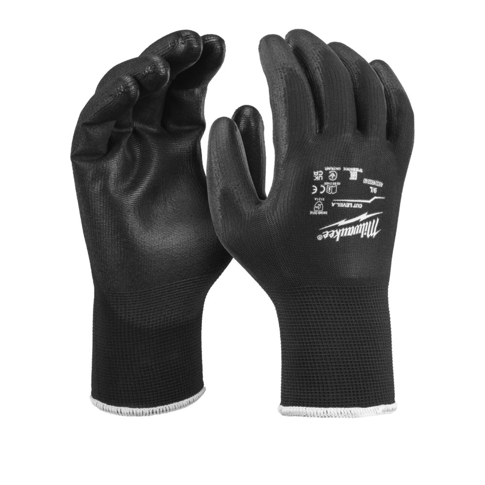 MONTAGEHANDSKE MILWAUKEE PU 9/L, 12PAR/BNT