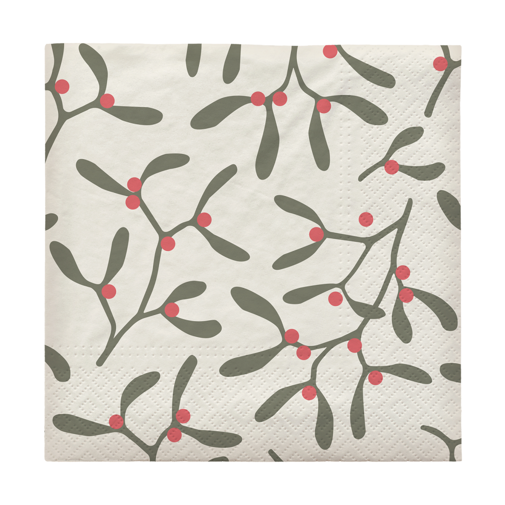 Mistletoe pappersservett 33x33 cm 20-pack, Pompeian Red