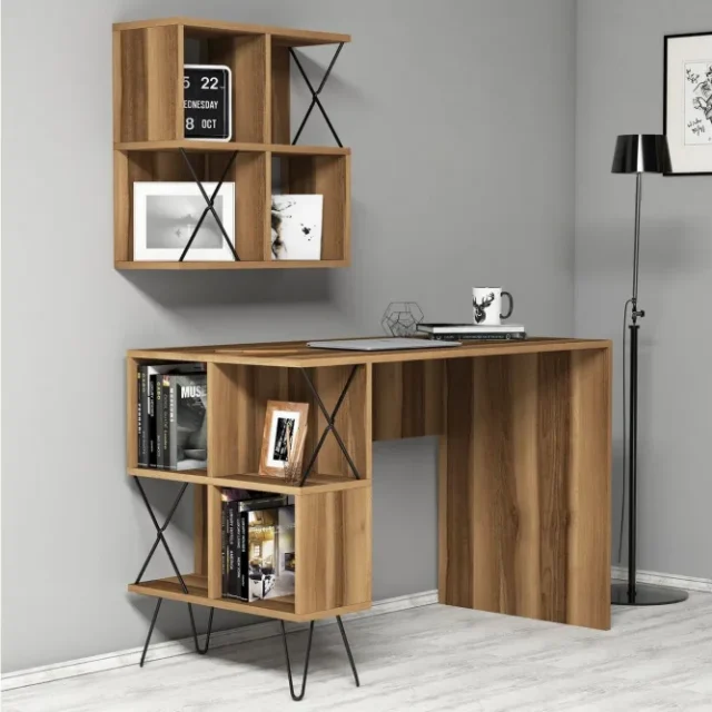 Hovdane Skrivbord 120 cm med Förvaring Hylla + Bokhylla Lite