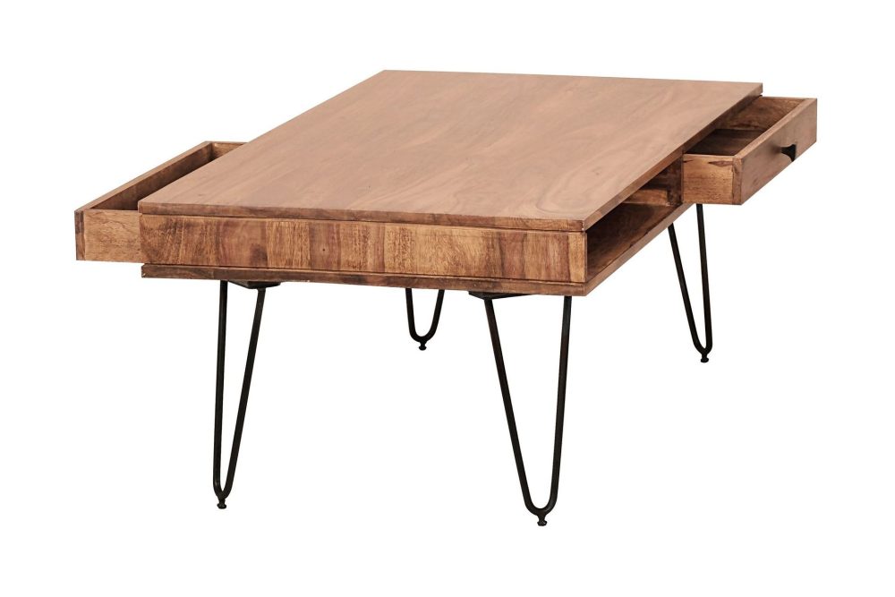 Langner Soffbord 60 cm med Förvaring 2 Lådor + Hyllor