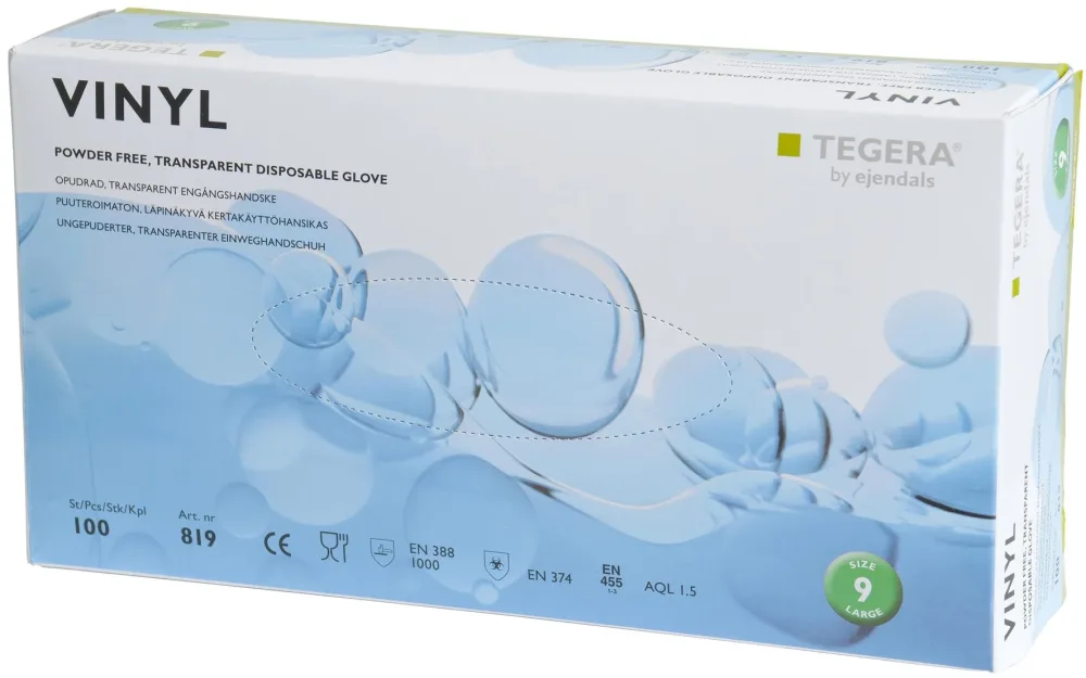 Tegera 819A Engångshandske Vinyl, Opudrad 11, 100-pack