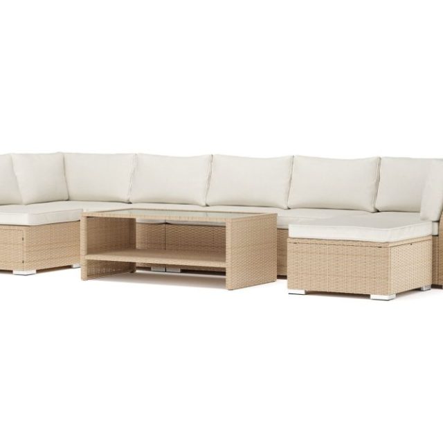 Wisconsin utomhus U-soffa 7-sits med vändbar divan