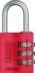 ABUS 145/30 Kombinationslås 30 mm, 3 rullar Röd