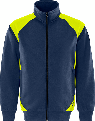 JACKA 7248 GSM SWEATSHIRT MARINBLÅ/VARSEL GUL STL S