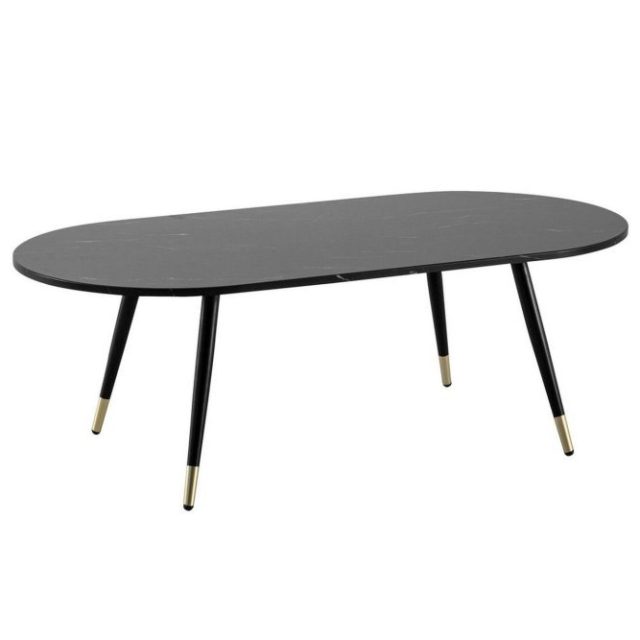Soffbord Wohnling marmorlook 120 cm, oval modern stil Marmor Svart