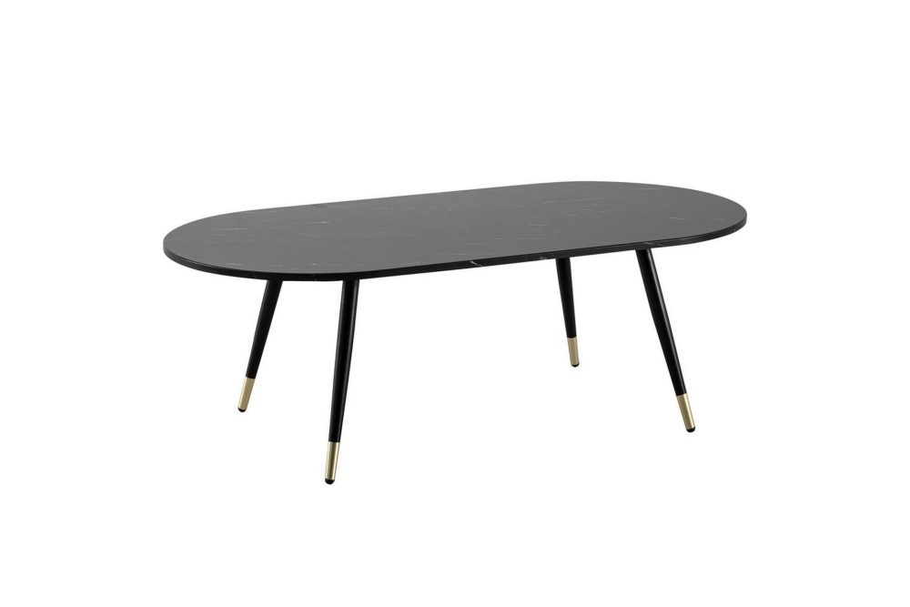 Soffbord Wohnling marmorlook 120 cm, oval modern stil Marmor Svart