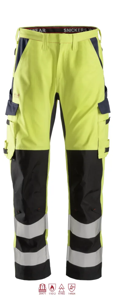 Snickers Workwear 6364 ProtecWork Arbetsbyxa varsel, gul/marinblå 154