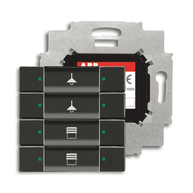 ABB Impressivo 6117-0-0223 Tryckknapp 4-polig knapp, med busskopplare, KNX Aluminium