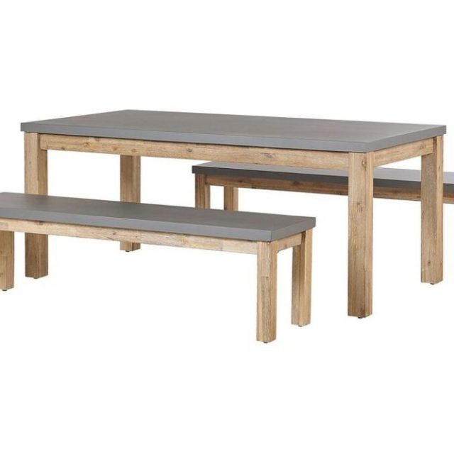 Trädgårdsmöbelset av Utebord och 2 Bänkar Utomhus grå OSTUNI