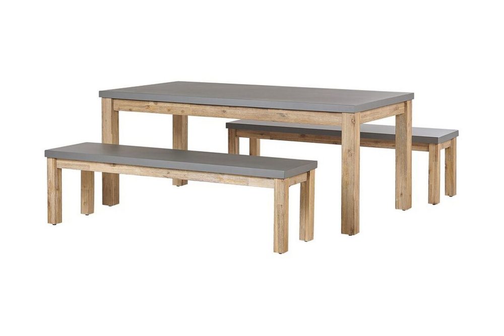 Trädgårdsmöbelset av Utebord och 2 Bänkar Utomhus grå OSTUNI