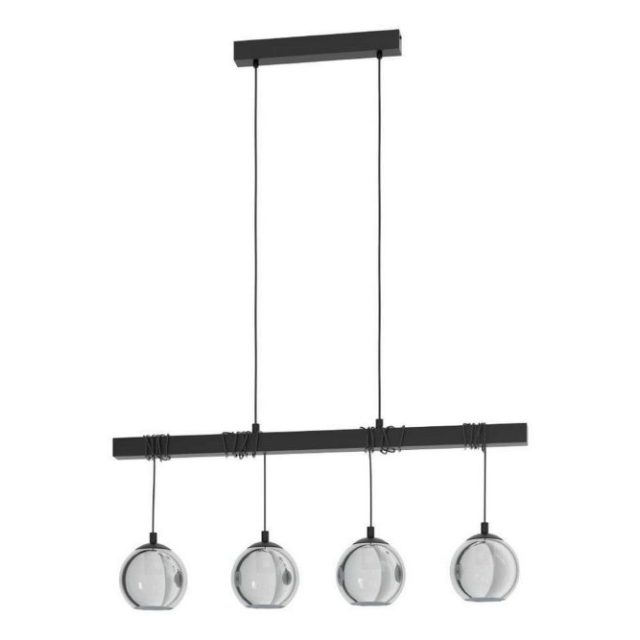 Takpendel Eglo Argallo Svart/Transparent med 4 Lampor
