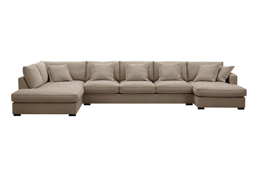 Rossita Lyx 6-sits Vänstervänd U-formad Extra djup Soffa med Divan och Schäslong i Tyg