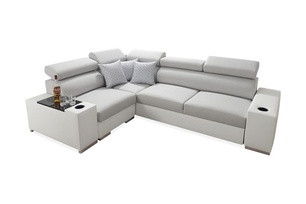 Perseo Divanbäddsoffa 282x205x95 cm LED-belysning