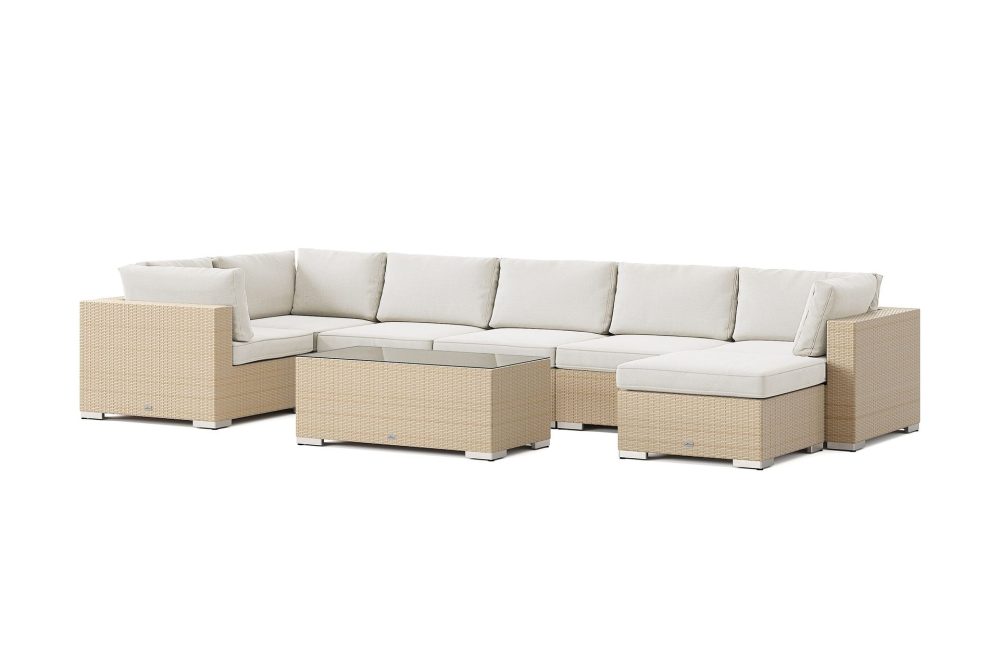 Bahamas U-formad utomhus loungegrupp 7-sits med vändbar divan och bord