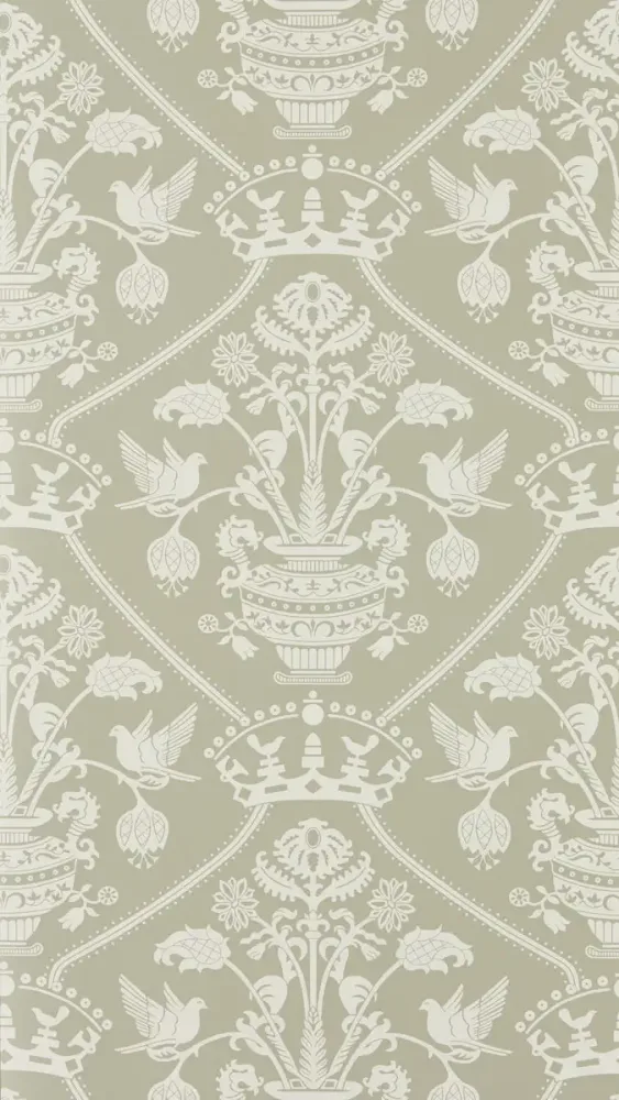 Sanderson - Highgrove Damask Silver Green