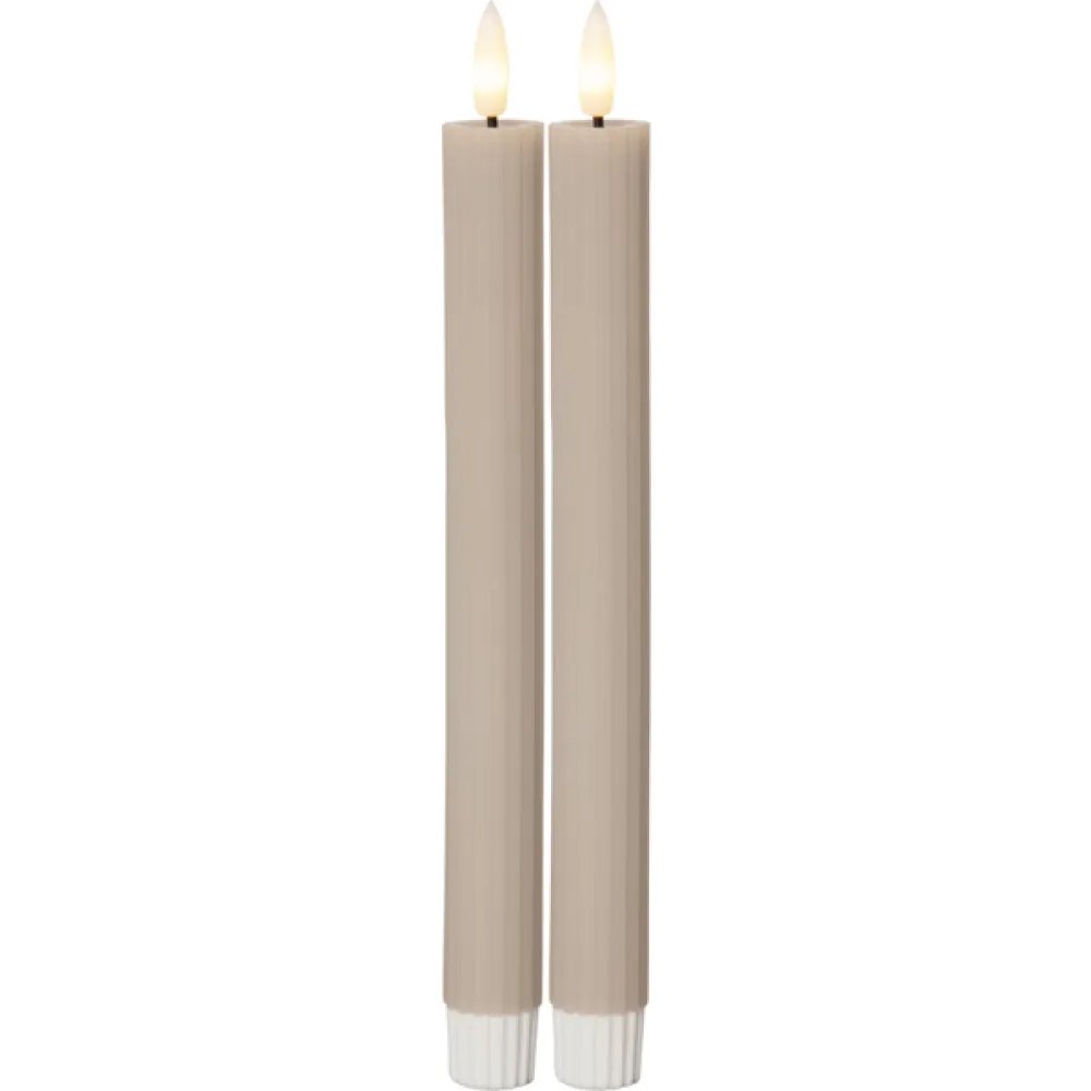 Star Trading Led Antikljus Flamme Stripe Beige, 2st