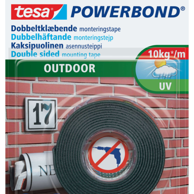 DUBBELHÄFTANDE TEJP 19MM 1,5M TESA 55750 UTOMHUS