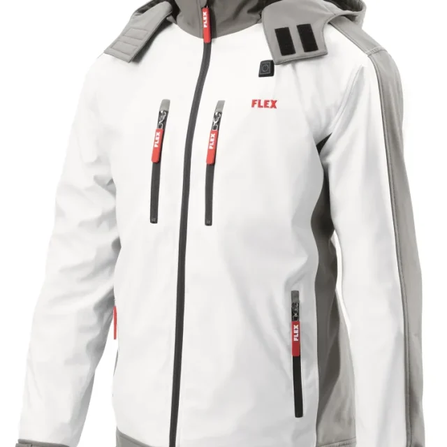 Flex TJD Värmejacka vit, softshell, utan batteri och laddare XS