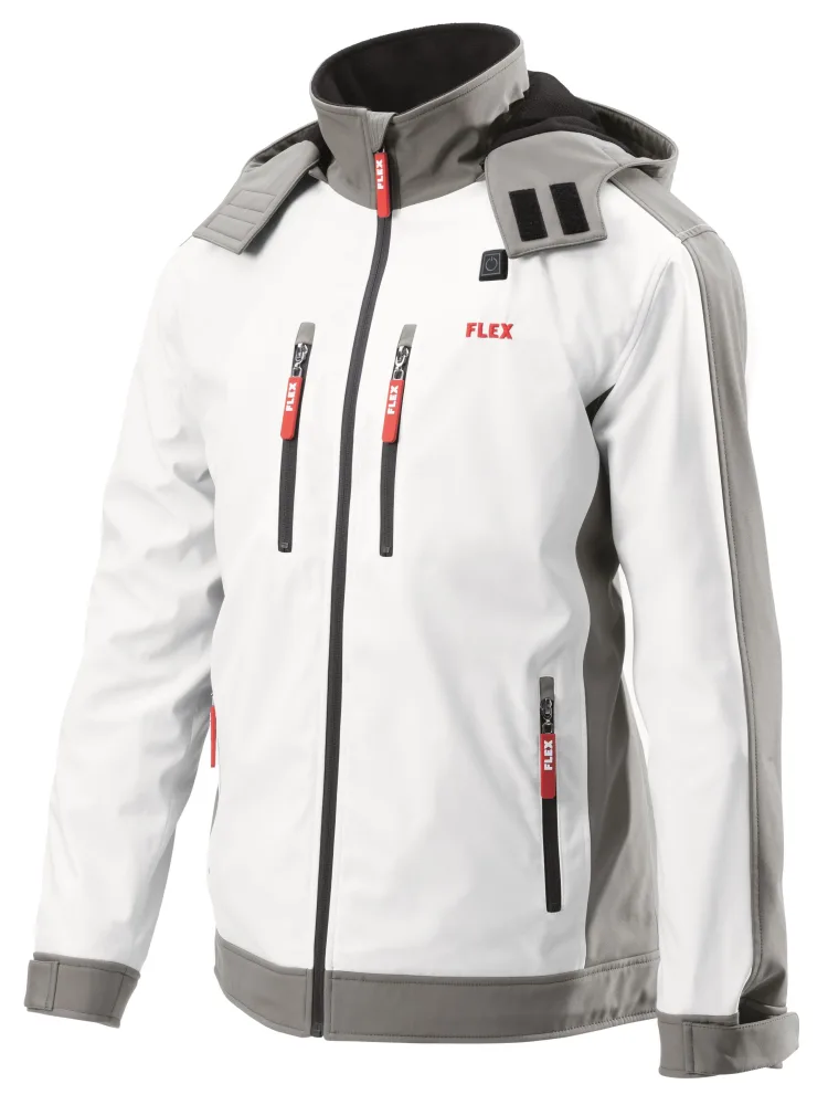 Flex TJD Värmejacka vit, softshell, utan batteri och laddare XS