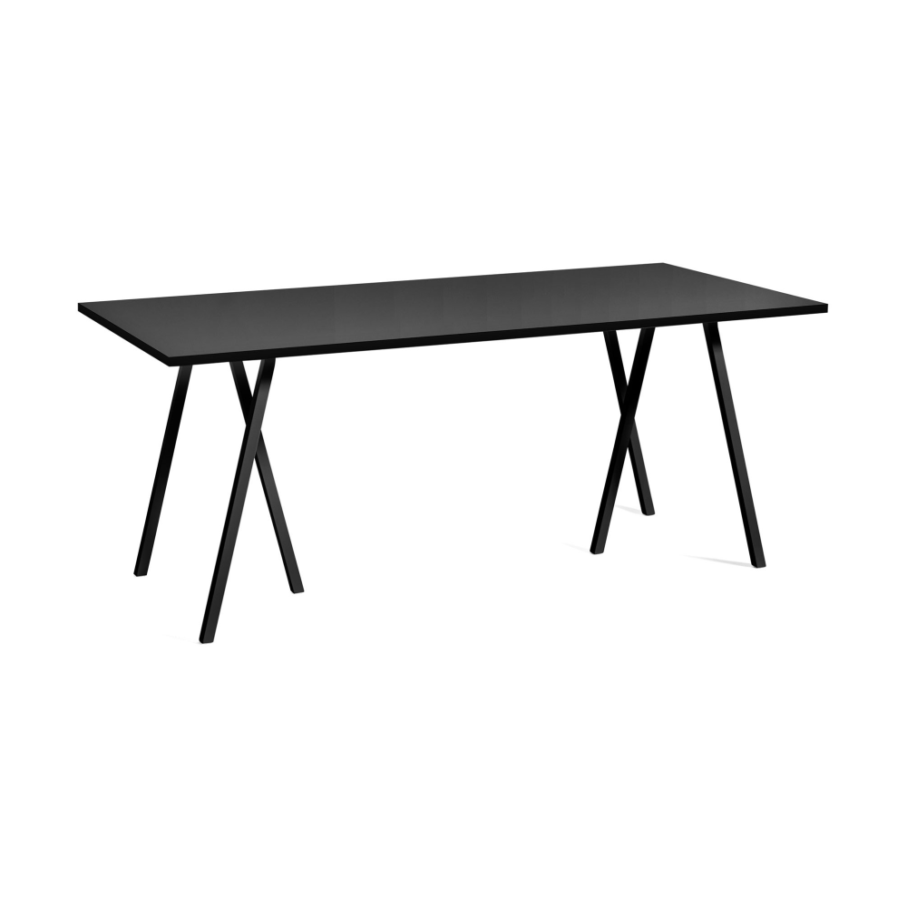 Loop Stand incl. support matbord 87,5x180 cm, Black-black linoleum-lacq. ash