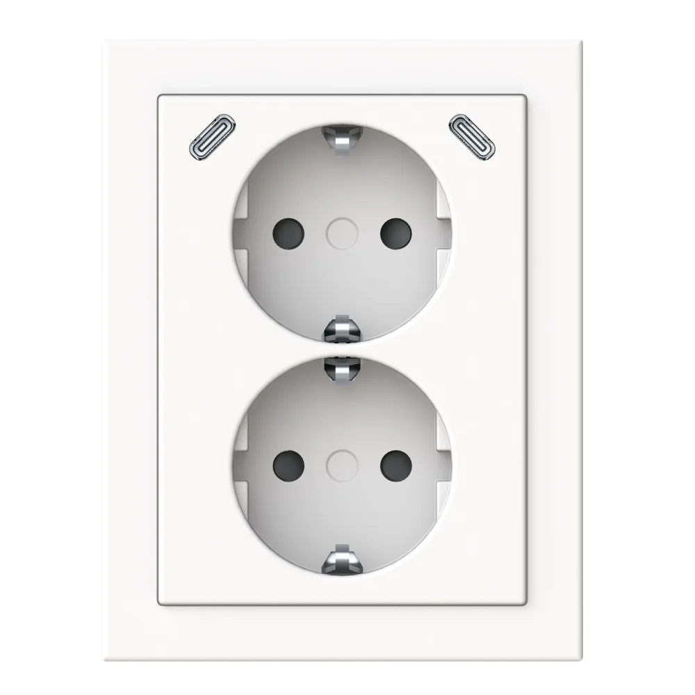 ABB Impressivo 402EE2USBC-81 Vägguttag hörn, 2-vägs, 2 x USB-C Antracit