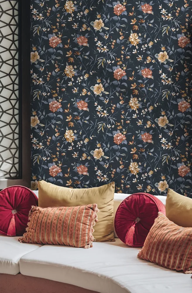 Holden Decor Journey to the East 91850 Tapet Sazanka navy Orange/gul/blå/beige