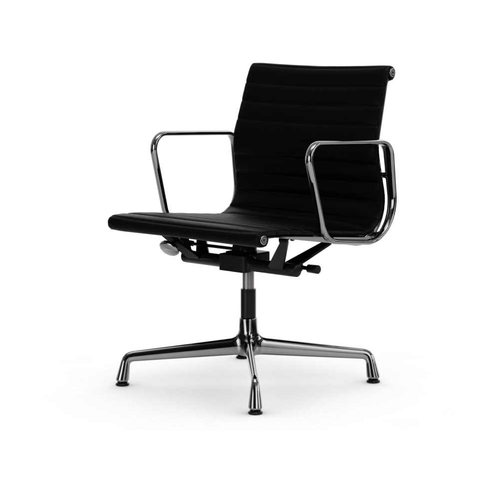 EA132 Aluminium Chair kontorsstol felt glides, 66 nero black leather-polished