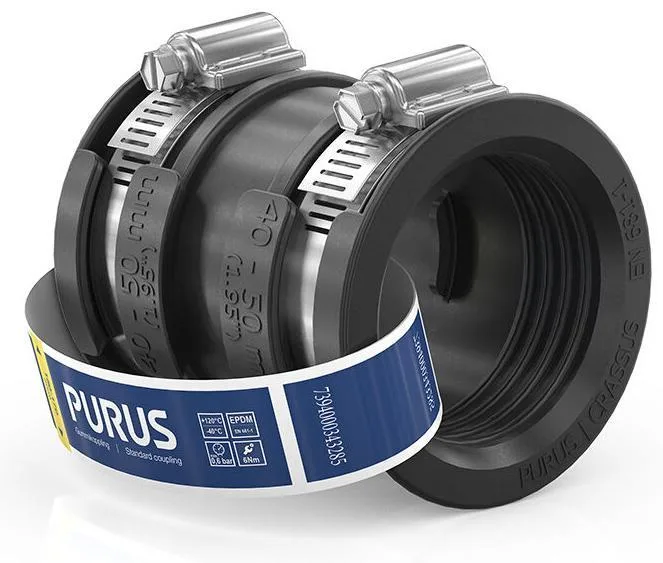 Purus 3032536 Gumminippel svart, med slangklämmor
