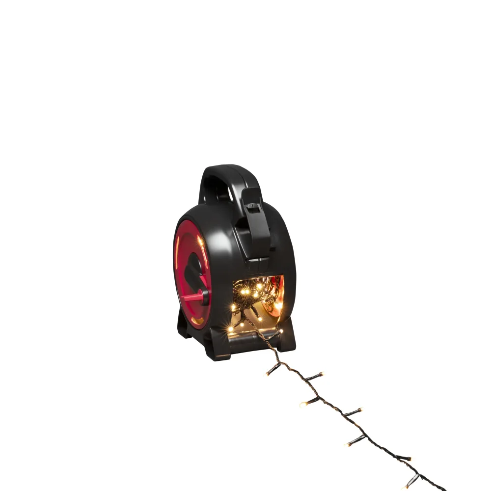 Konstsmide 3836-107 Sladdvinda varmvita, svart soft-kabel 41.93 m